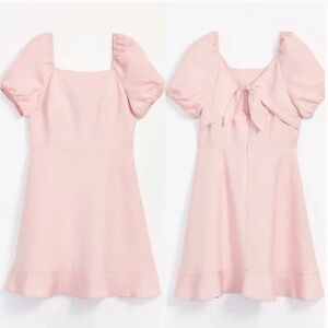 Loft Tie Back Flounce Flare Linen Blend Dress